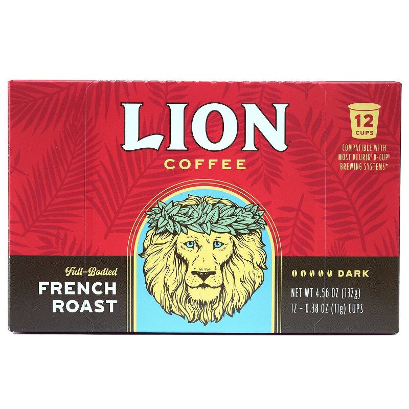 Lion Coffee French Roast Dark Roast Coffee Pods - 12ct, 1 of 5