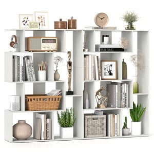 Tangkula 2 PCS 47" Open-back Geometric Bookshelf Free-standing Storage Shelf Unit - 1 of 4