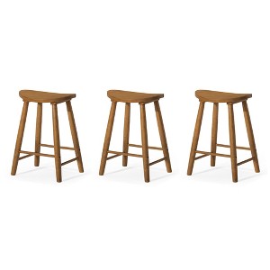 Maven Lane Luna Backless Modern Dining Kitchen Stool with Narrow Saddle Seat, Set of 3 - 1 of 4