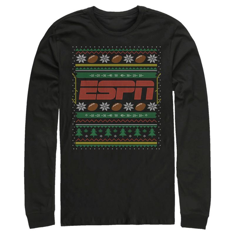 Men's ESPN Football Christmas Sweater Long Sleeve Shirt, 1 of 5
