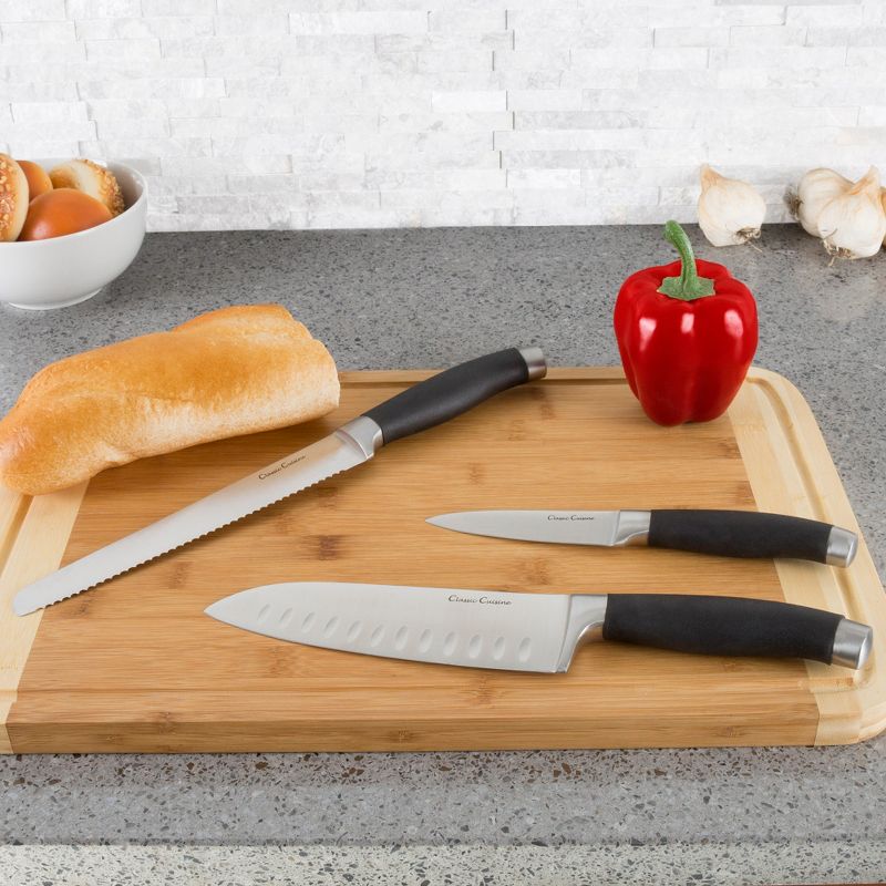Professional 15-Piece Knife Set with Block - Stainless-Steel Cutlery with Chef, Bread, Santoku, Filet, Paring, and Steak Knives by Classic Cuisine, 2 of 8