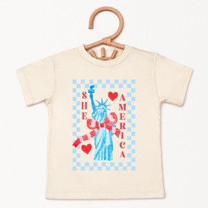 The Juniper Shop She Loves America Checkered Toddler Short Sleeve Tee - 1 of 4