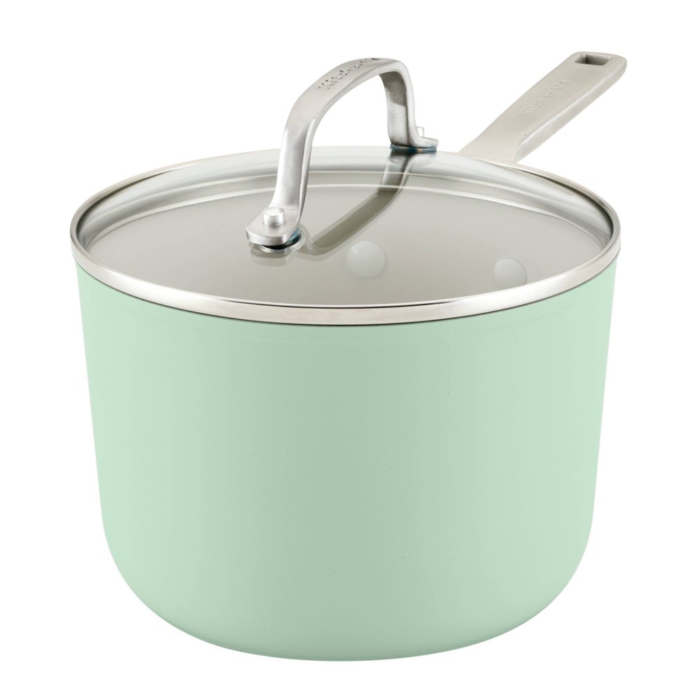 KitchenAid Hard Anodized 3qt Nonstick Ceramic Cookware Sauce Pan with Lid - Pistachio