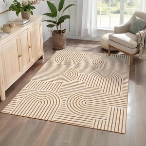 Runner Rug, Modern Minimalist Arched Lines Carpet, Machine Washable Area Rug Pet Friendly for Hallway, Kitchen, Bathroom - 1 of 4