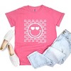 Simply Sage Market S.W.Smiley Checkered Floral Outline Garment Dyed Tee - 3 of 4
