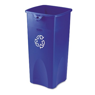 Rubbermaid Commercial Untouchable Recycling Container Square Plastic 23gal Blue 356973BE