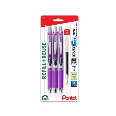 Pentel EnerGel 3pk Gel Pen Violet Ink with +1 refill