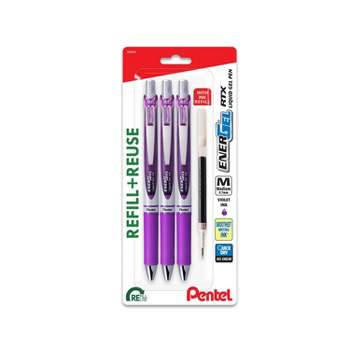 Pentel EnerGel 3pk Gel Pen Violet Ink with +1 refill