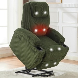Power Lift Recliner Chair, Lift Chair with Massage & Heat, Adjustable Corduroy Electric Recliner Chairs with 2 Cup Holders & Stand Assist - 1 of 4