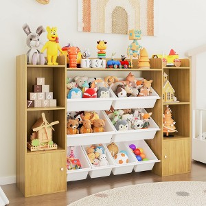 Kids Toy Storage Organizer with 8 Removable Toy Bins, 4-Tier Toy Organizers Kid Bookshelf and Toy Storage - 1 of 4