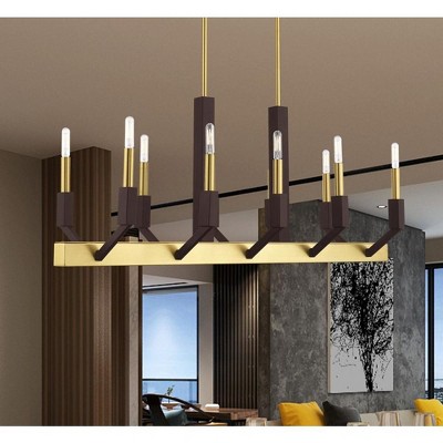 Beckett Satin Brass & Bronze 10-Light Linear Chandelier