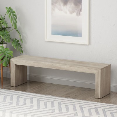 Countryside Charm Acacia Wood Bench in Light Gray Oak
