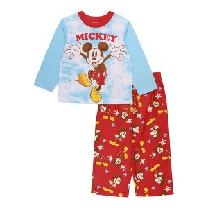 Kids Disney Mickey Mouse Tie-Dye 2-Piece Pajama Set - 12 Months - 1 of 1