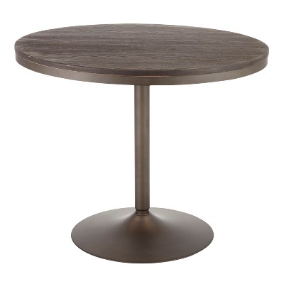 Vynxaria l Dining Table in Antique Metal and Espresso Wood-Pressed Grain Bamboo