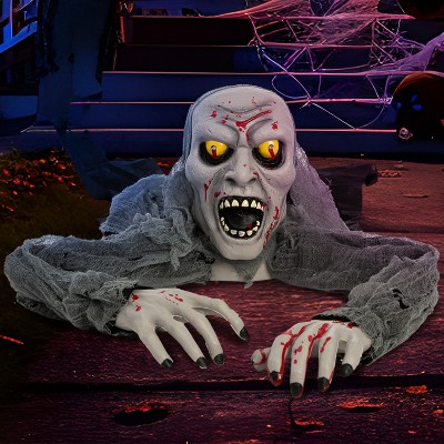 Joyfy Halloween Outdoor Light-Up Zombie Groundbreaker with Creepy Sound,Halloween Decorations for Graveyard Haunted House Lawn Yard,Party Supplies