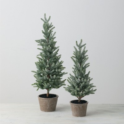 Sullivans Artificial Set of 2 Mini Trees 17.5"H & 22"H Green