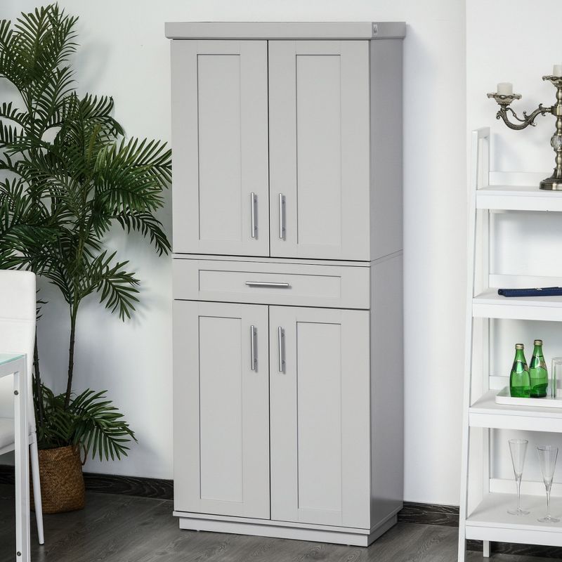 HOMCOM Modern Kitchen Pantry Freestanding Cabinet Cupboard with Doors and Drawer, Adjustable Shelving, 2 of 9