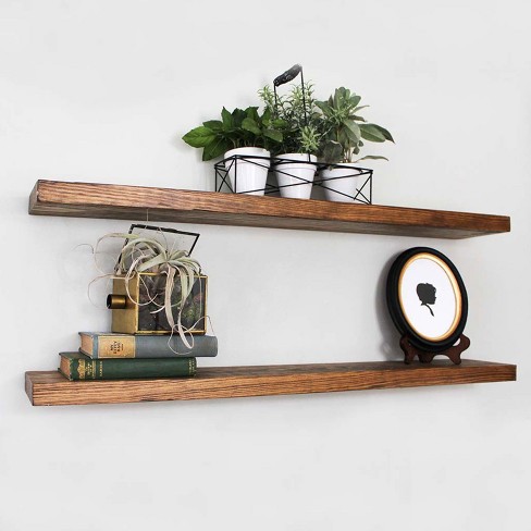 Willow Grace Live Edge Floating Wall Mounted Long Shelves For Home Living Rooms And Bedrooms Light Walnut 36 Inch Set Of 2 Target - Long Wall Shelf Floating