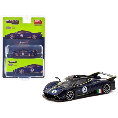 Pagani Huayra R #2 Blu Avio Blue Metallic with Black Top "Global64" Series 1/64 Diecast Model by Tarmac Works