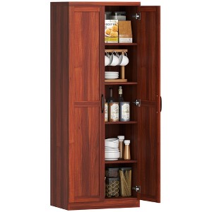 HOMCOM 63" 2-Door Kitchen Pantry, Freestanding Storage Cabinet with 2 Adjustable Shelves for Kitchen or Living Room - 1 of 4