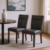 HomeRoots Set of Two Charcoal and Black Faux Leather And Wood Dining Side Chairs - 2 of 4