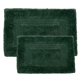 Hastings Home Reversible Absorbent Bath Mat Set - Green, 2 Pieces - 1 of 4