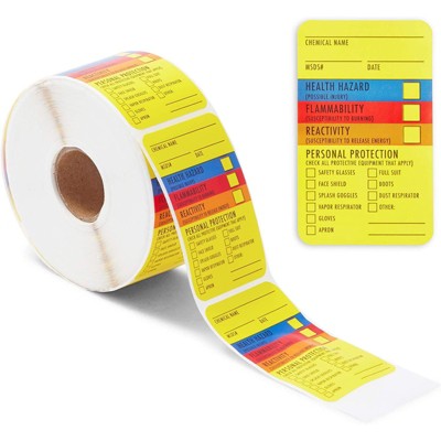 Okuna Outpost 500 Pack MSDS Stickers, Waterproof SDS Label Sticker Roll for Lab (1.5 x 2.5 in)