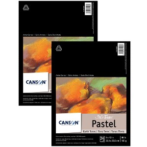 Canson Artist Series Mi-Teintes Pastel Pad, Earth Tones, Foldover Binding, 24 Sheet, 9x12 inch, Pack of 2 - 1 of 4