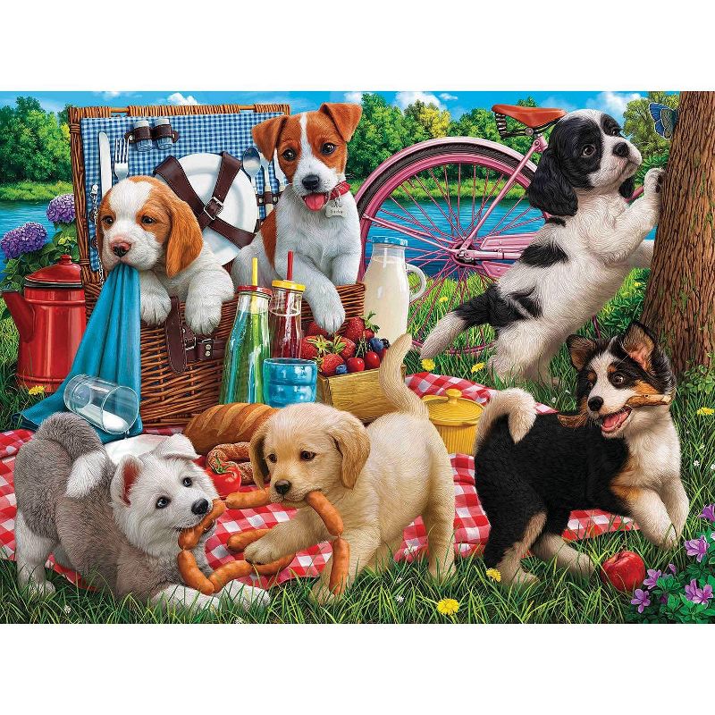 Sunsout Puppies on a Picnic 500 pc   Jigsaw Puzzle 42968, 1 of 6