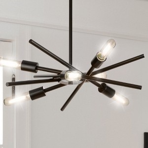 Urban Ambiance Luxury Mid-Century Modern Indoor Chandelier,  10-1/2''H x 22-9/165"W x 22-9/165''D,  Matte Black Finish, UHP4426 - 1 of 4