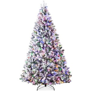 Best Choice Products Pre-Lit Holiday Christmas Pine Tree w/ Flocked Branches, Warm-White & Multicolored Lights - 1 of 4
