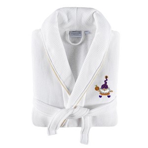 Linum Home Textiles Hotel Collection 100% Turkish Cotton Unisex Waffle Terry Embroidered Bathrobe with Satin Piped Trim - Halloween Gnomes - 1 of 3