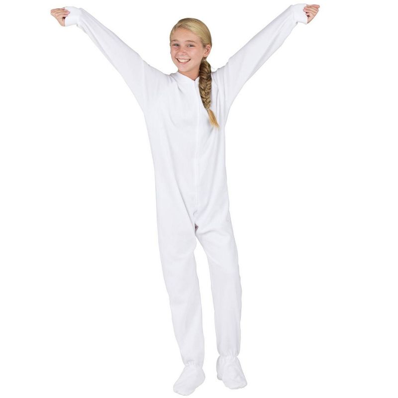 Footed Pajamas - Arctic White Kids Fleece Onesie, 3 of 6