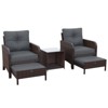 5-Piece PE Wicker Rattan Rattan Seating Patio Conversation Sets With Ottoman - 2 of 4