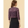 INSPIRE CHIC Women's Elegant 3/4 Sleeve Sheer Floral Lace Open Front Crop Shrug - 4 of 4