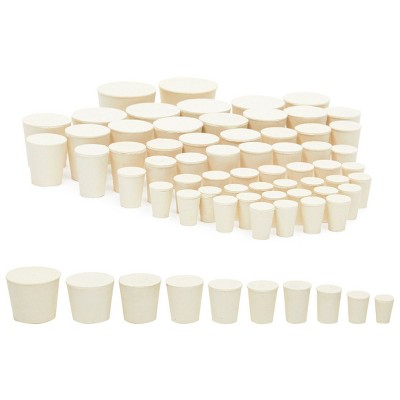 Stockroom Plus 58 Piece White Solid Rubber Stoppers, Plugs for Bottles, 10 Sizes