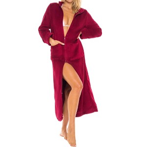 Alexander Del Rossa Women's Zip Up Plush Robe, Slim Fit Bathrobe with Two Way Zipper - 1 of 4