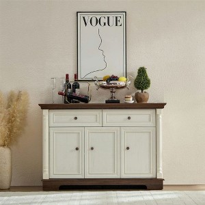 Resenkos Three-door Two-drawer Kitchen Storage Cabinet, Large Wall Cabinet with Drawers and Doors in Roman Column Shape, Wooden Coffee Bar, - 1 of 4