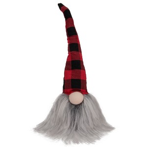 Northlight Buffalo Plaid Gnome Head with Long Beard Christmas Figure - 16" - Red and Black - 1 of 4