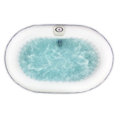 Black and White Oval Inflatable Hot Tub Spa with Drink Tray
