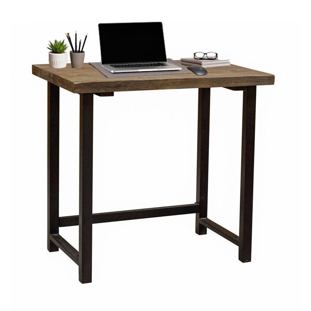Alaterre Furniture Pomona Writing Desk Metal and Solid Wood Natural : Modern Style, No Storage, Spot Clean, 30" Height