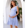 LXT- Maternity  Summer Tie One Shoulder A Line Flowy Mini Dresses - 3 of 4