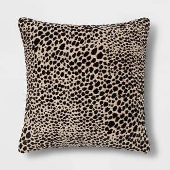 Square Jacquard Leopard Decorative Throw Pillow Black/Natural - Threshold™