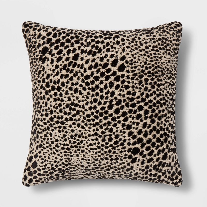 Square Jacquard Leopard Decorative Throw Pillow Black/Natural - Threshold&#8482;, 1 of 6