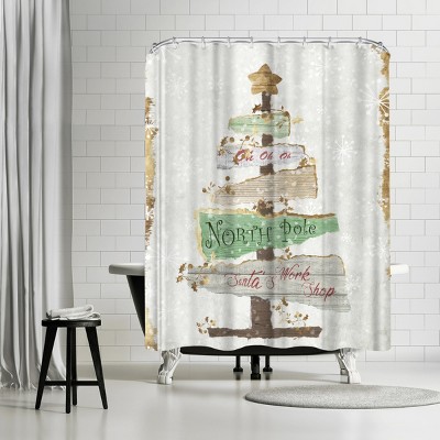 Golden Christmas Tree by PI Creative Holiday Collection Shower Curtain - Americanflat