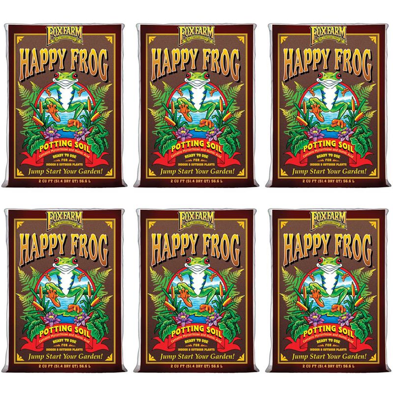 FoxFarm FX14047 Happy Frog pH Adjusted Garden Potting Soil Bag, 2 Cu Ft (6 Pack), 1 of 4