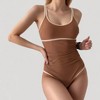 Anna-Kaci Women's One-Piece Swimsuit with Scoop Neck Contrast Trim and Ruched Waist Detail - 3 of 4