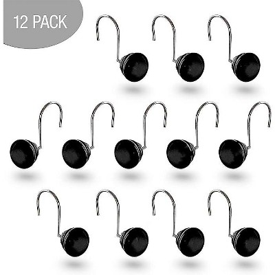Black Resin Decorative Shower Curtain Hooks Set of 12