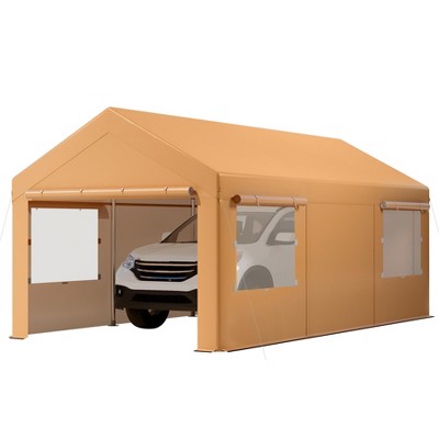 Outdoor Carport, Heavy Duty Car Canopy, Portable Garage Party Tent, Carport Shelter for Car Bike Boat Yellow