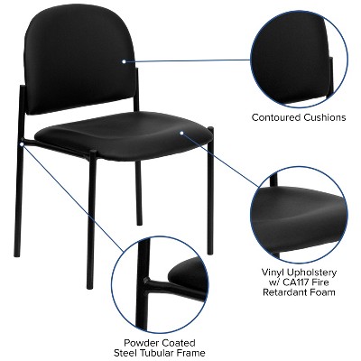 Sleek Black Vinyl Metal Stacking Side Chair